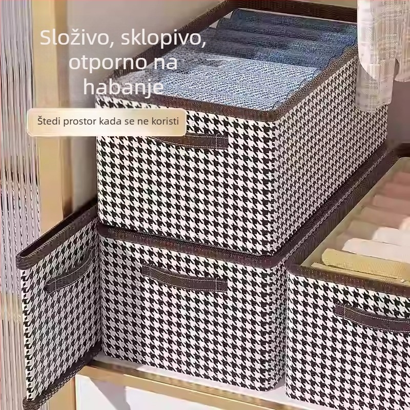 Sklopiva kutija za odlaganje odjeće s uzorkom Houndstooth za kućnu i studentsku upotrebu