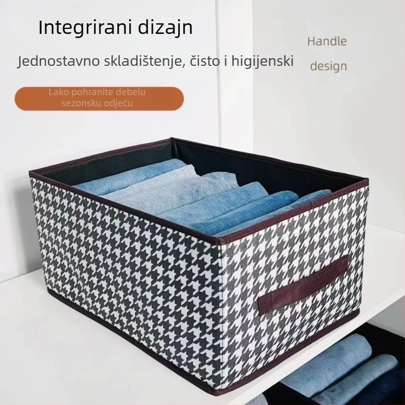 Sklopiva kutija za odlaganje odjeće s uzorkom Houndstooth za kućnu i studentsku upotrebu