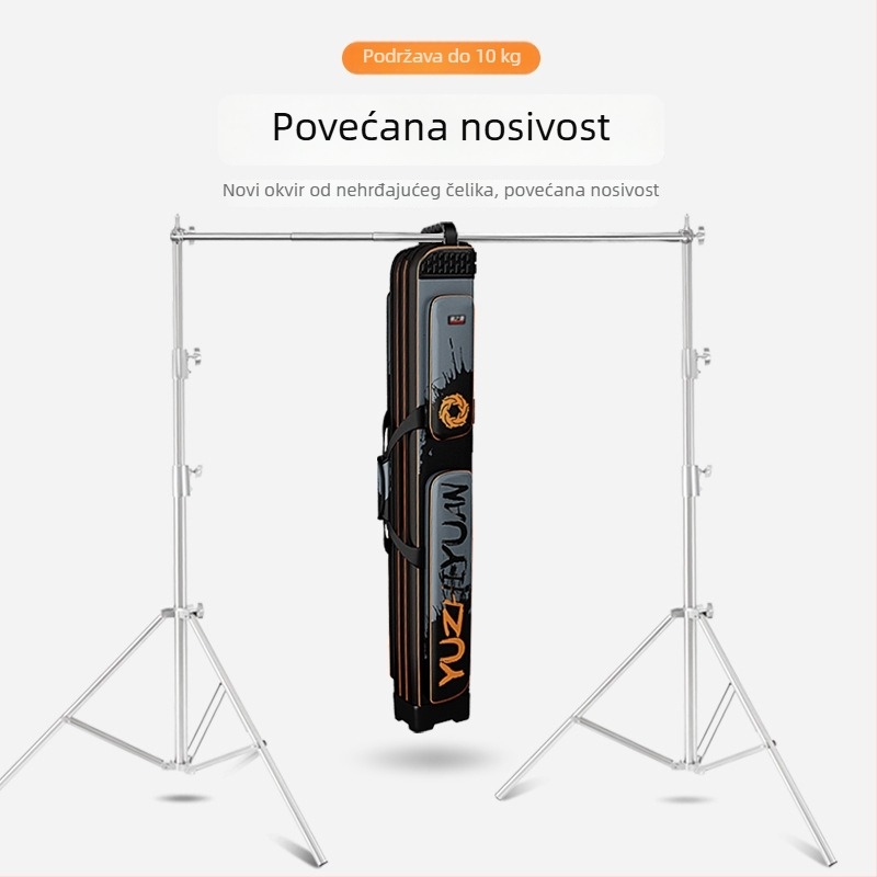 Stalak za fotografsko pozadinu od nehrđajućeg čelika, nosivost 8 kg, 3-sekcijska teleskopska križni nosač, promjeri cijevi 35/30/25 mm, težina 7 kg