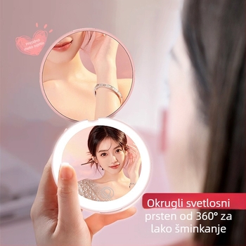 Toktik LED ogledalo za šminku s osvjetljenjem, prijenosno sklopivo – okvir od ABS-a, srebrno ogledalo, otisak logotipa, prilagodba dostupna