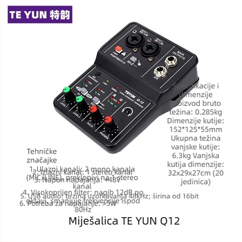 USB mini 2-kanalni audio miks za snimanje i prijenos uživo