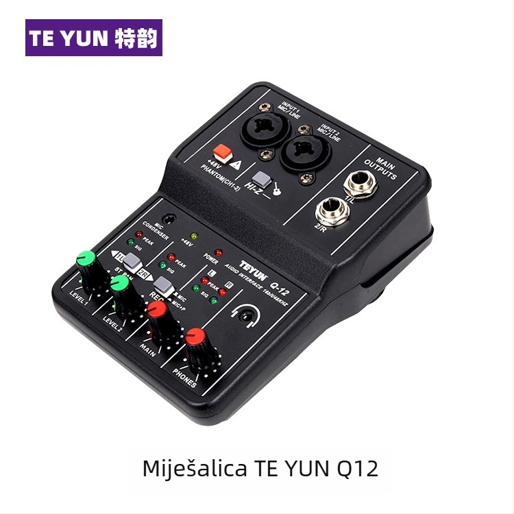 USB mini 2-kanalni audio miks za snimanje i prijenos uživo