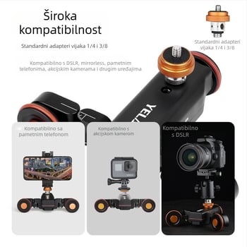 Električni klizački okvir za DSLR i pametni telefon, bežični daljinski upravljač, aluminijska zlitina, nosivost do 3 kg, model L4X, YELANGU Wolf King, kompatibilan sa svim DSLR i kućnim DV kamerama, ravno i zakrivljeno snimanje