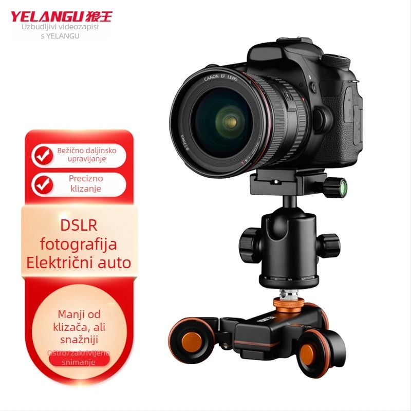 Električni klizački okvir za DSLR i pametni telefon, bežični daljinski upravljač, aluminijska zlitina, nosivost do 3 kg, model L4X, YELANGU Wolf King, kompatibilan sa svim DSLR i kućnim DV kamerama, ravno i zakrivljeno snimanje