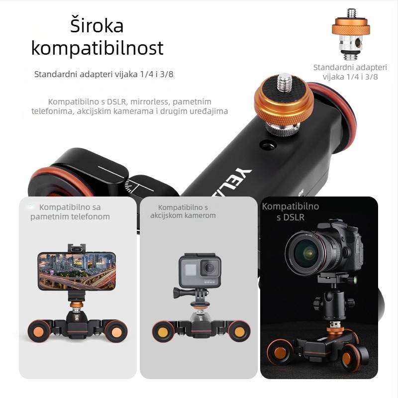 Električni klizački okvir za DSLR i pametni telefon, bežični daljinski upravljač, aluminijska zlitina, nosivost do 3 kg, model L4X, YELANGU Wolf King, kompatibilan sa svim DSLR i kućnim DV kamerama, ravno i zakrivljeno snimanje