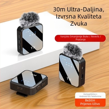 R8 Bežični lavalier mikrofon za prijenos uživo i snimanje videa, dječji mikrofon s promjenjivom usmjerenošću, ugrađena baterija ≤50 mAh, SNR ≥70 dB, trajanje baterije 1–3 h