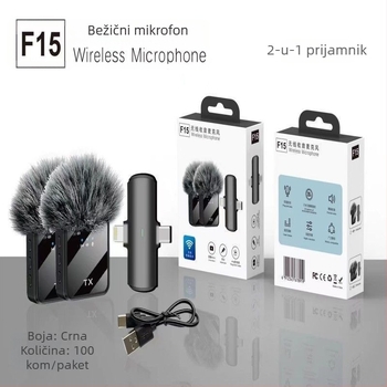 R8 Bežični lavalier mikrofon za prijenos uživo i snimanje videa, dječji mikrofon s promjenjivom usmjerenošću, ugrađena baterija ≤50 mAh, SNR ≥70 dB, trajanje baterije 1–3 h