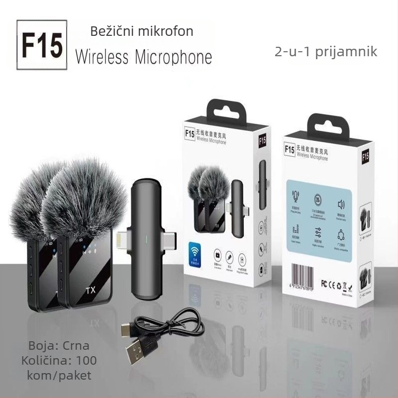 R8 Bežični lavalier mikrofon za prijenos uživo i snimanje videa, dječji mikrofon s promjenjivom usmjerenošću, ugrađena baterija ≤50 mAh, SNR ≥70 dB, trajanje baterije 1–3 h