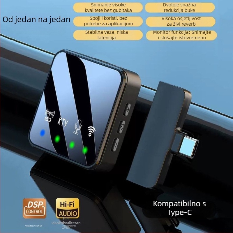 R8 Bežični lavalier mikrofon za prijenos uživo i snimanje videa, dječji mikrofon s promjenjivom usmjerenošću, ugrađena baterija ≤50 mAh, SNR ≥70 dB, trajanje baterije 1–3 h