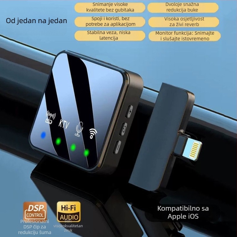 R8 Bežični lavalier mikrofon za prijenos uživo i snimanje videa, dječji mikrofon s promjenjivom usmjerenošću, ugrađena baterija ≤50 mAh, SNR ≥70 dB, trajanje baterije 1–3 h