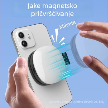 K04 magnetsko svjetlo za mobitel — kompaktno sklopno LED svjetlo za selfie s ogledalom za šminku, 2700K-6500K