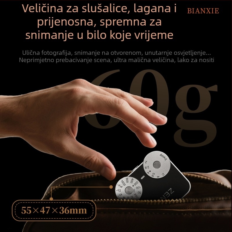 Bljeskalica za fotoaparat ZA12, dvostruki okretni regulator, retro dizajn, metalno kućište, za ID fotografije