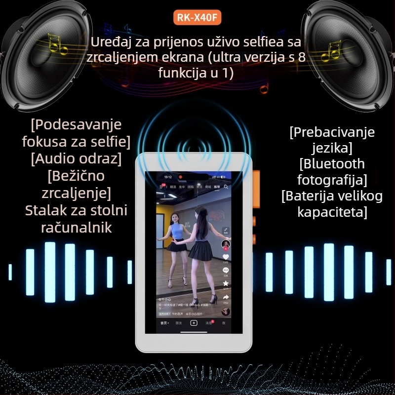 Adapter zaslona s magnetskim držačem za iPhone i Android, model 40F, PC kućište, podržava zrcaljenje zaslona i live video prijenos, nosivost do 2 kg