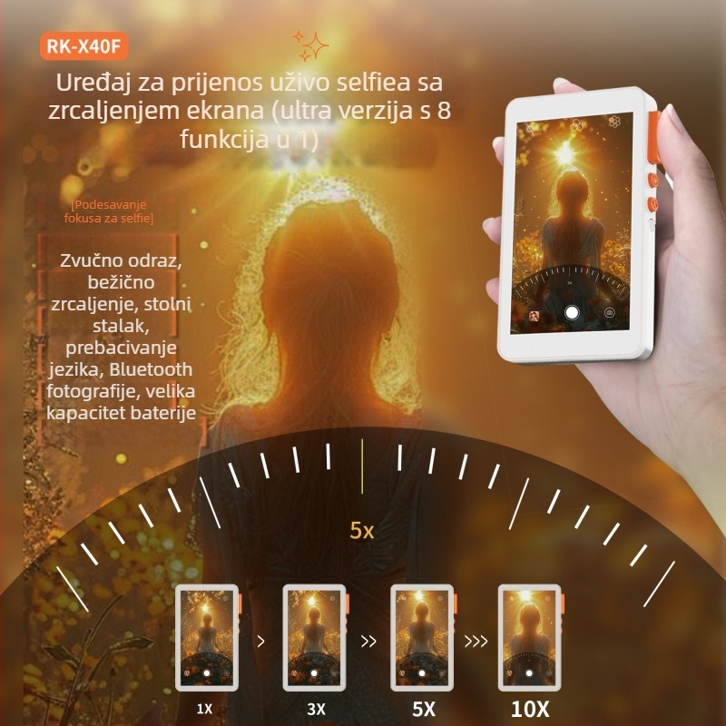 Adapter zaslona s magnetskim držačem za iPhone i Android, model 40F, PC kućište, podržava zrcaljenje zaslona i live video prijenos, nosivost do 2 kg