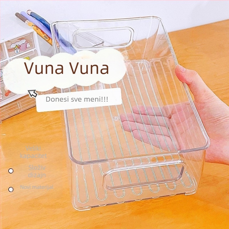 Kutija za ladicu – otvoreni plastični organizator, 2L, PET materijal (80–99% nov), japanski stil, za stolni prostor/studentski dom kozmetika i sitnice