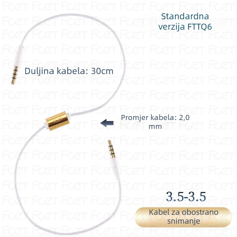 FCET dvostrani audio zapisni adapter za mobitel (radna temperatura 60; 3C certifikacija; audio/video priključak)