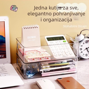 Desktop skladišna kutija PET, prozirna, bez poklopca, za kozmetiku i sitnice