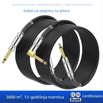 Kabl za gitaru 6,35 mm, dvostruki vodovi, muško-muški konektori, zlatni kontakti, bakar bez kisika, vodiči, ROHS potvrda