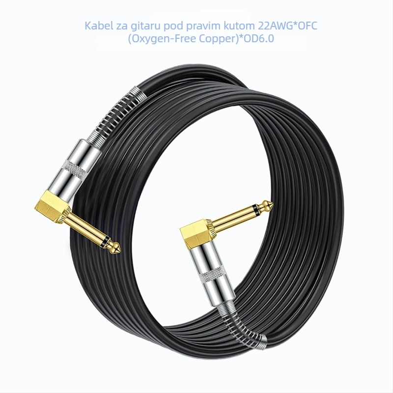 Kabl za gitaru 6,35 mm, dvostruki vodovi, muško-muški konektori, zlatni kontakti, bakar bez kisika, vodiči, ROHS potvrda