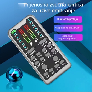 S16 Karta zvuka za livestream s posvećenim mikrofonom (Bluetooth 5.0; 60 Hz–15 kHz; SNR ≥75 dB; Ugrađena baterija)