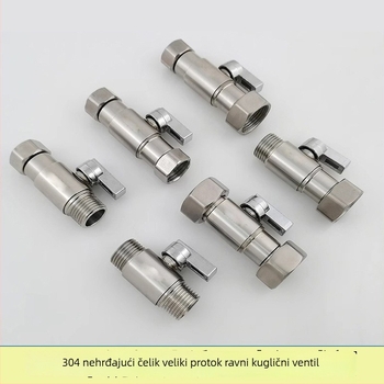 Taoguo 304 nehrđajući čelik kuglični ventil, navojni spoj, unutarnji promjer 1,5 mm, za kupaonicu i bojler, običan tlak
