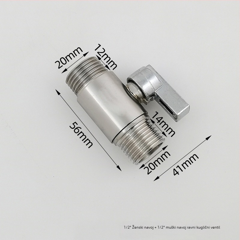 Taoguo 304 nehrđajući čelik kuglični ventil, navojni spoj, unutarnji promjer 1,5 mm, za kupaonicu i bojler, običan tlak