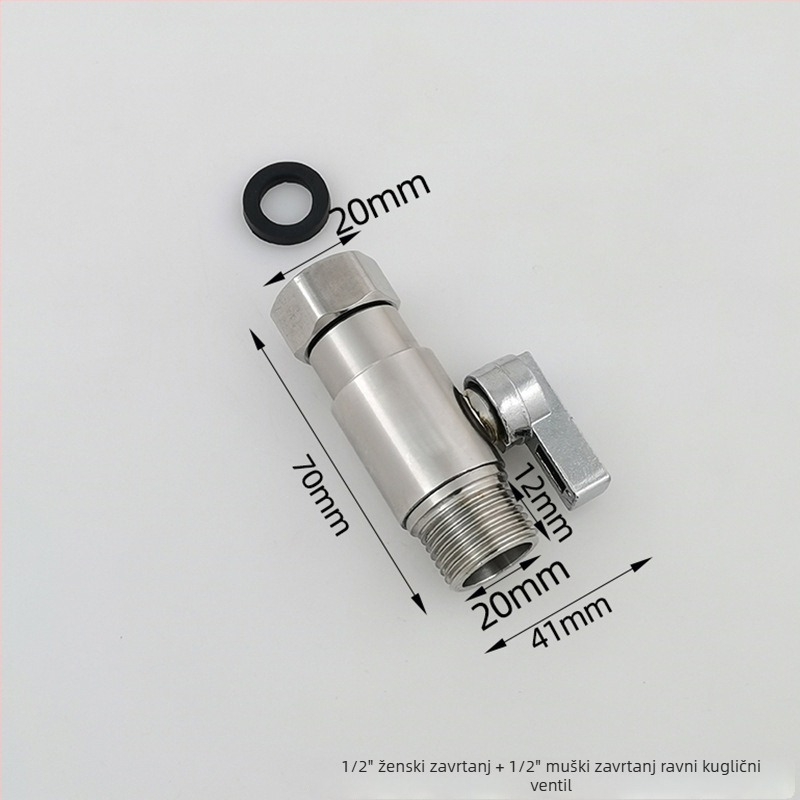 Taoguo 304 nehrđajući čelik kuglični ventil, navojni spoj, unutarnji promjer 1,5 mm, za kupaonicu i bojler, običan tlak