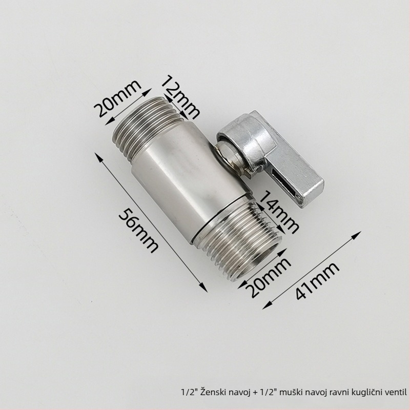 Taoguo 304 nehrđajući čelik kuglični ventil, navojni spoj, unutarnji promjer 1,5 mm, za kupaonicu i bojler, običan tlak