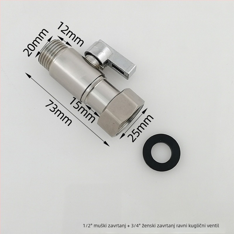 Taoguo 304 nehrđajući čelik kuglični ventil, navojni spoj, unutarnji promjer 1,5 mm, za kupaonicu i bojler, običan tlak