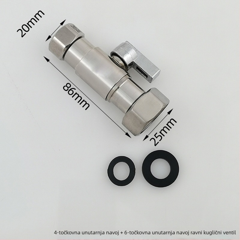 Taoguo 304 nehrđajući čelik kuglični ventil, navojni spoj, unutarnji promjer 1,5 mm, za kupaonicu i bojler, običan tlak