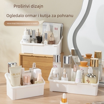Stolna kutija za pohranu s prilagodljivim pregradama — PP plastika, organizator za kozmetiku i uredske potrepštine, kapak koji se povlači