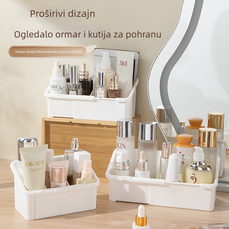 Stolna kutija za pohranu s prilagodljivim pregradama — PP plastika, organizator za kozmetiku i uredske potrepštine, kapak koji se povlači