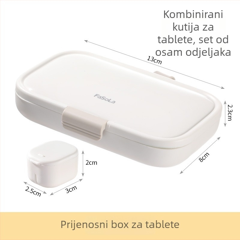 Kutija za lijekove, PP plast s poklopcem i pregradama, kapacitet 100 ml, otporna na prašinu, 7-dnevna organizacija sa jutarnjim, podnevnim i večernjim dozama