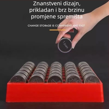 Kutija za novčiće s 4 pretinca, bez poklopca, PP materijal, posloživa