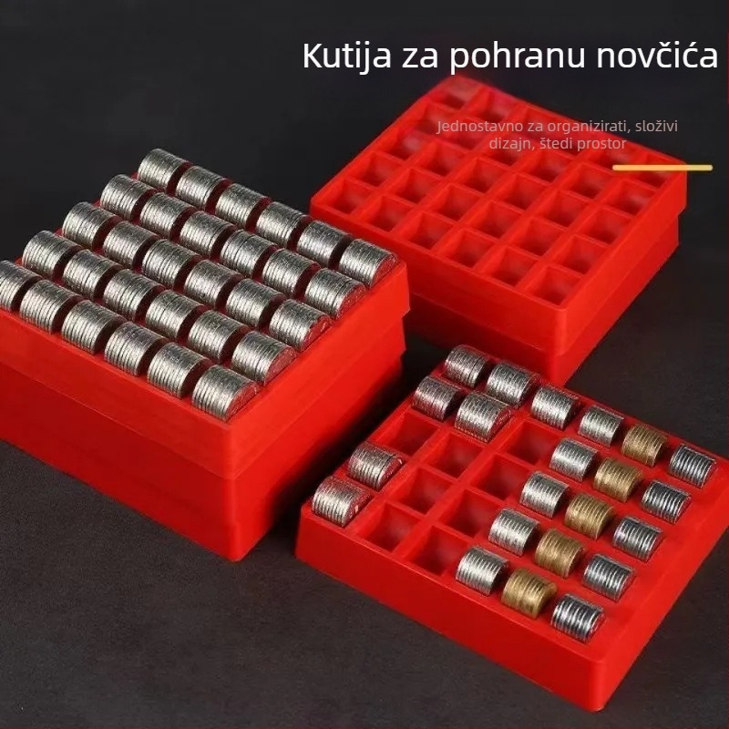 Kutija za novčiće s 4 pretinca, bez poklopca, PP materijal, posloživa