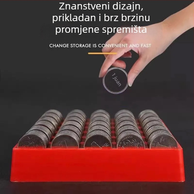 Kutija za novčiće s 4 pretinca, bez poklopca, PP materijal, posloživa