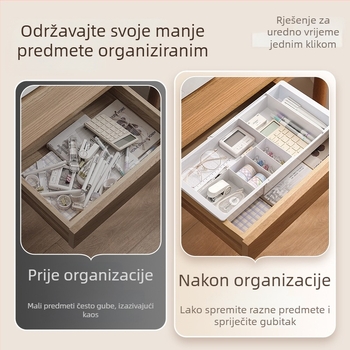 Late Wind Hy251027 ABS kutija za skladištenje uredskih potrepština s unutarnjim dijelovima, prilagodljivi organizator ladice za stolno korištenje, pogodna za nakit i kozmetiku, kapacitet 1 L