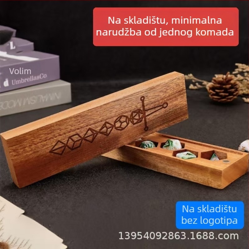 Magnetska drvena kutija za kockice, s poklopcem i pregradama – moderan minimalistički dizajn