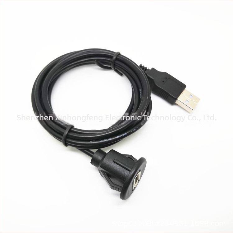 USB 2.0 muško-ženski vodootporni produžni kabel za auto ploču zvuka, bakreni vodiči, injekcijsko oblikovanje, USB sučelje, vozilo povezivanje
