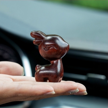 Artisan drveni ukras za auto s 12 kineskih životinja iz zodijaka – crtani stil, blagoslov