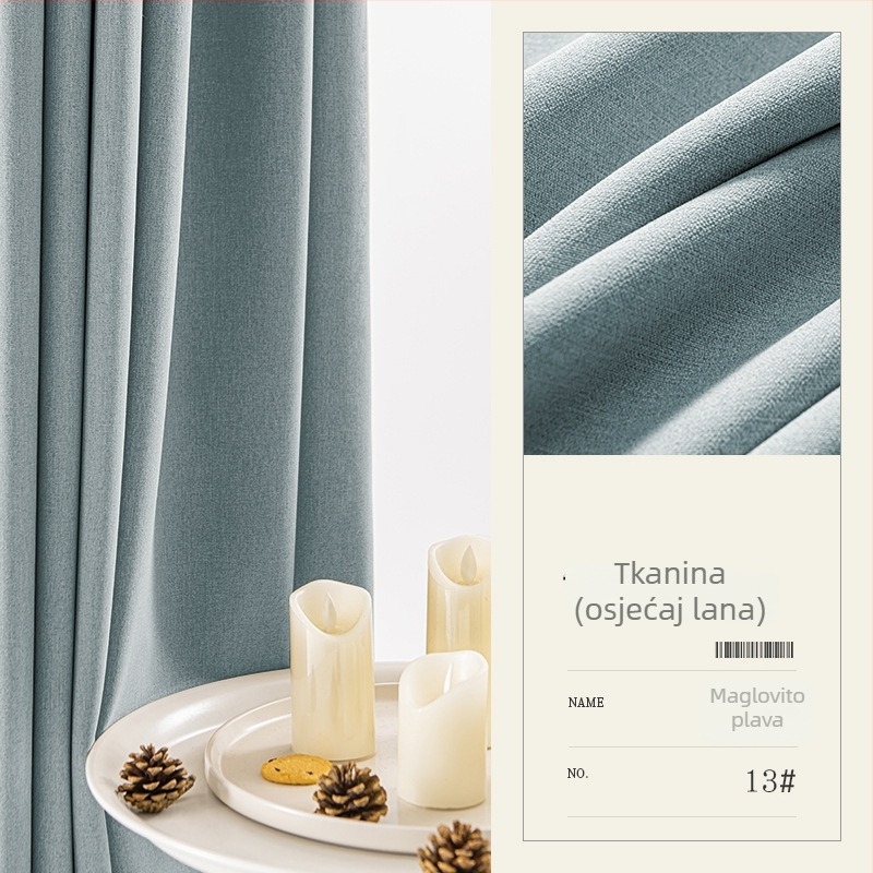 Zavjesa sa potpunom zatamnjivanjem, pamuk-linen tkanina, debela, za dnevni boravak i spavaću sobu, nordijski minimalistički stil.