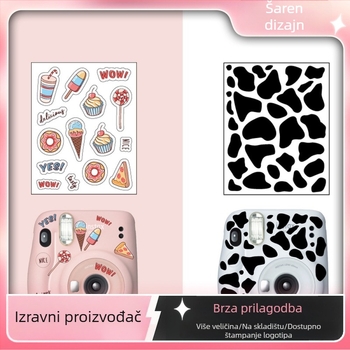 Polaroid DIY naljepnice set — model Medium general dessert cow pattern; PVC materijal; kreativne naljepnice; prilagođeni crteži; kompatibilno s Polaroidima, fotografijama, foto albumima, zaštitnim futrolama i torbama za kameru