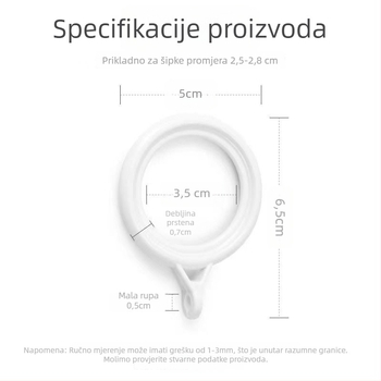 Zavjesejni prsten za vešanje – plastični, moderni minimalistički dizajn, dodatak za zavjese (Materijal: plastika; Kategorija: zavjese prsten; Stil: moderni minimalizam; Prilagodljivost: Ne)