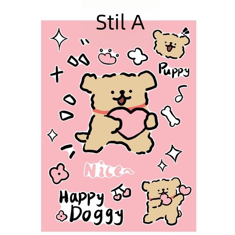 Naljepnica za prtljagu s crtanim štenetom, debeli kontur, vodootporna – za kufere i zidove | Marka Unique