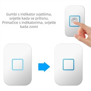 CACAZI A88 Bežični zvono za vrata – domet 300 m, paket s 1–3 prijemnika, vodootporan, napajanje AC 110–220V, 60 melodija