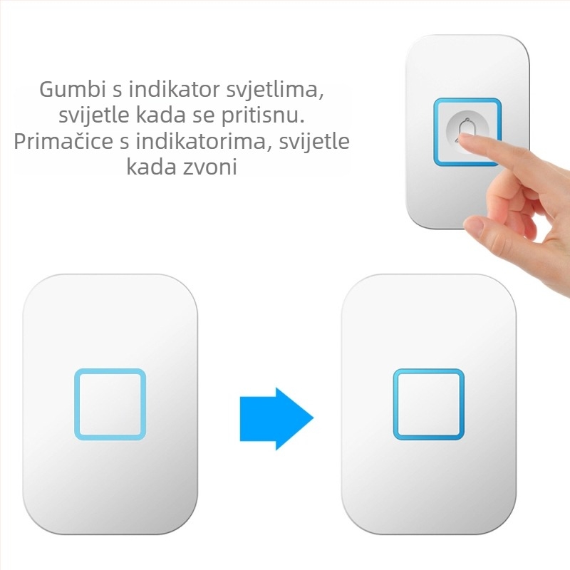 CACAZI A88 Bežični zvono za vrata – domet 300 m, paket s 1–3 prijemnika, vodootporan, napajanje AC 110–220V, 60 melodija