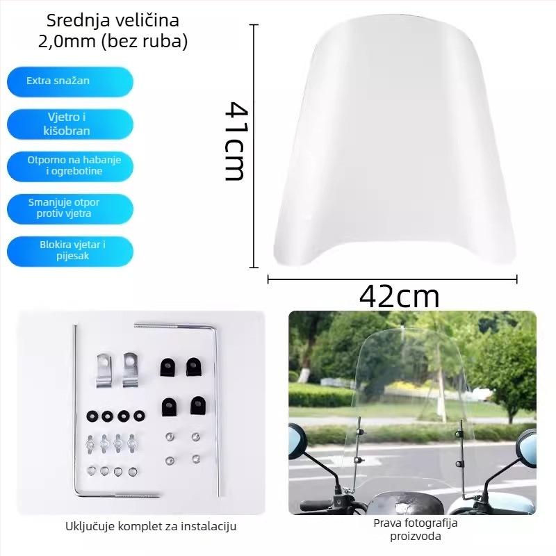 Poklop vjetrobrana za električni skuter, PC materijal, ispis logotipa