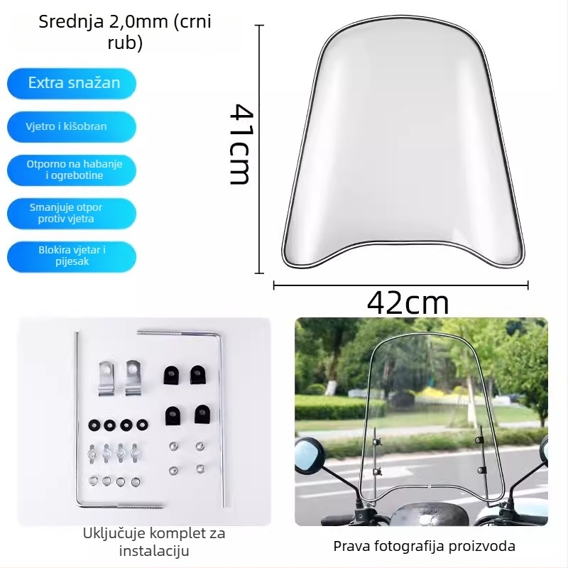 Poklop vjetrobrana za električni skuter, PC materijal, ispis logotipa