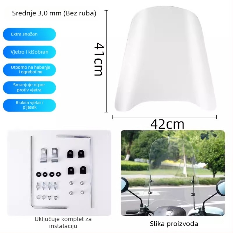 Poklop vjetrobrana za električni skuter, PC materijal, ispis logotipa