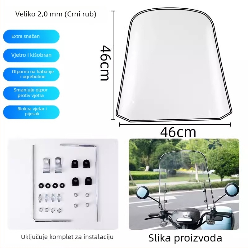 Poklop vjetrobrana za električni skuter, PC materijal, ispis logotipa